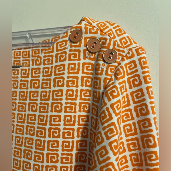 J Mclaughlin Orange White Geometric Pattern 3/4 Sleeve Top Size Medium - Picture 5 of 10